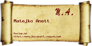 Matejko Anett névjegykártya